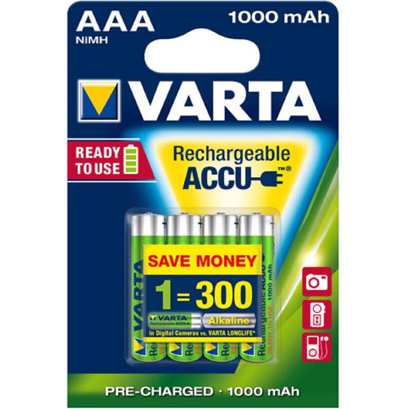 Varta Original Mikroakku AAA 5703 Ready2Use (AAA, 1000 mAh), Batterien + Akkus