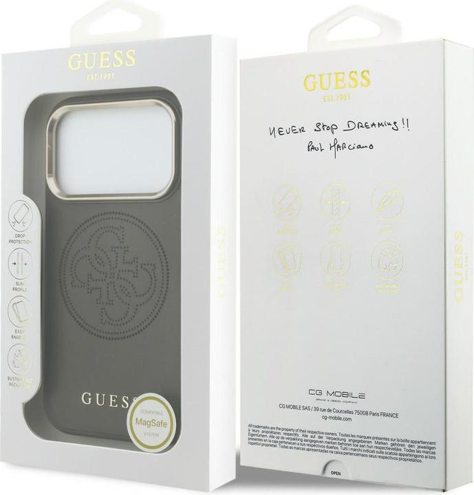 Productafbeelding Guess Etui Perforated 4G MagSafe do iPhone 17 Pro brązowy (Apple iPhone 17 Pro)