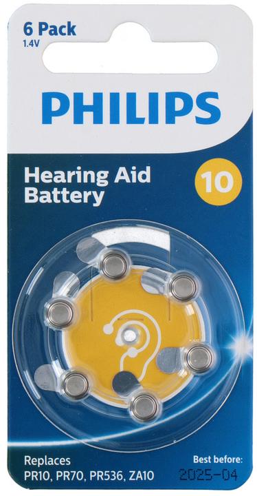 Actual product image Philips Button cell hearing aid battery ZA10 6 pieces (6 pcs., A10, 90 mAh)