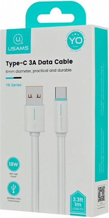 Produktbild Usams Kabel USB-C 3A YU Series 1m USB-C/USB-C biały/white SJ732USB02 (US-SJ732 ) (1 m, USB 3.2 Gen 1, 18 W)