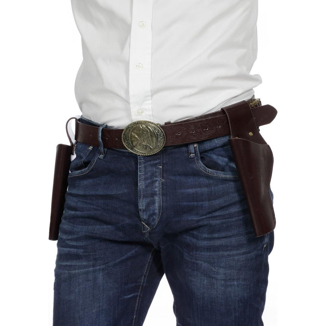 Metamorph Doppelter Pistolenholster mit Gürtel braun