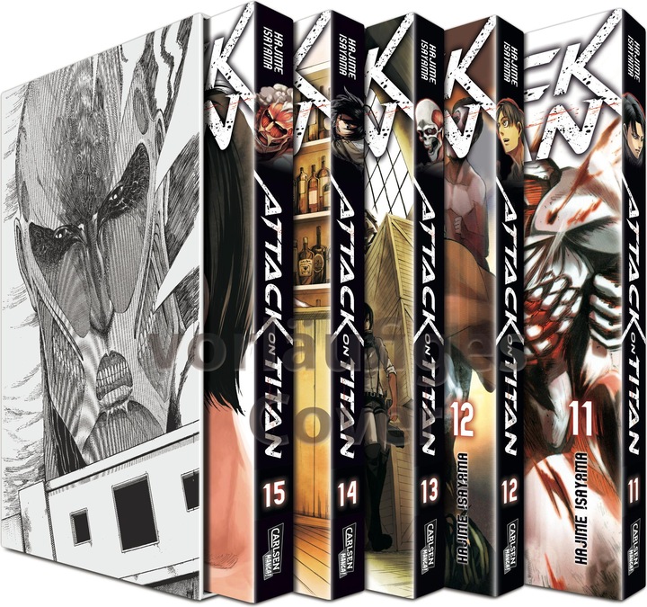 Actual product image Attack on Titan, Bände 11-15 im Sammelschuber mit Extra (German, Hajime Isayama, 2016)