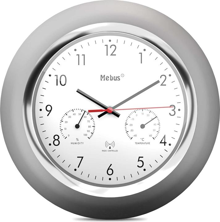 Image du produit Mebus 19454 Horloge murale radiofréquence avec thermo-/hygrome (25 cm)