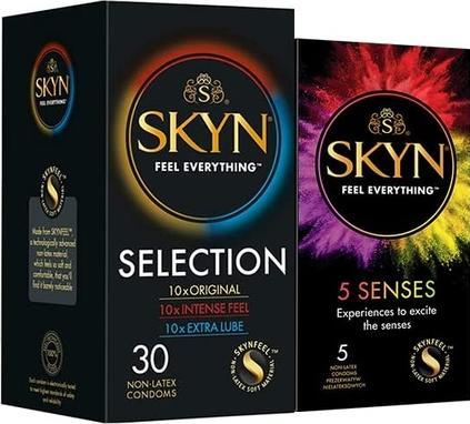 Bijoux Indiscrets SKYN Condooms Variatiepak 30 stuks & 5 Zintuigen 5 stuks - 10 Origineel, 10 Intens gevoel, 10 Extra (30 Pcs.)
