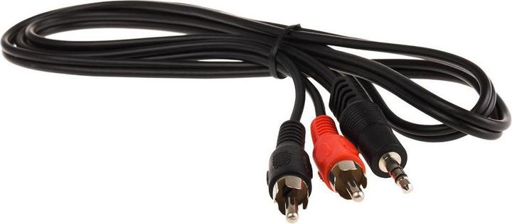 Produktbild RS PRO Aux Kabel, Stereo-Jack, 3,5 mm / RCA x 2 Stecknippel Stecknippel L. 1m Schwarz (1 m)