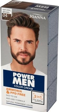 Joanna Power Men Color Cream 3In1 Hair Beard Moustache Men'S Paint 04 Natural Brown 30G (04 Natural Brown)