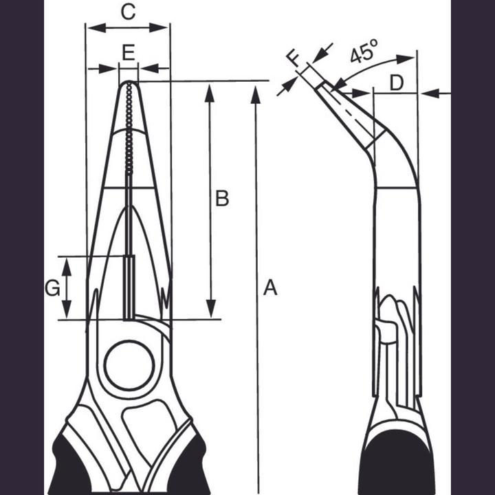Produktbild Bahco ERGO Flachrundzangen mit Öffnungsfeder, Zwei-Komponenten-Griffen und um 45° abgewinkelter Spitze (200 mm)