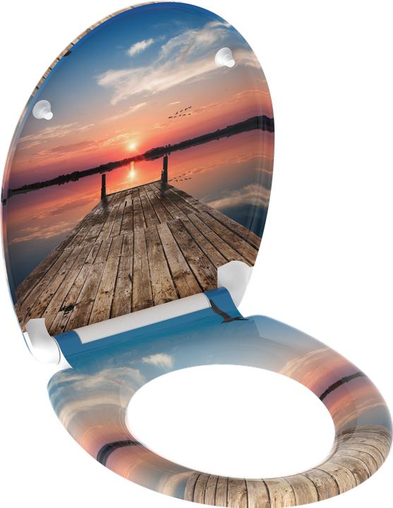 Actual product image Schütte WC seat Duroplast WC seat SUNSET SKY Soft-close mechanism Quick-release fastener 82378 Sunset