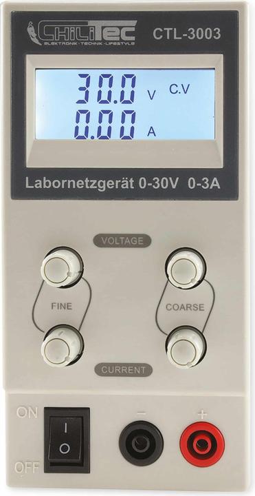 Actual product image Chilitec Controllable laboratory power supply unit CTL-3003, 0...30 V / 0...3 A, LCD