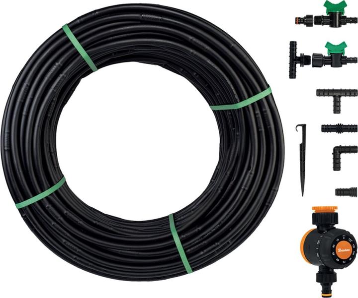 Actual product image Bradas Drip irrigation system set, Ø 16 mm with water timer, 50m (Drip hose + drip tube, Drip irrigation set)