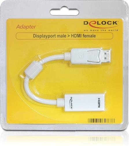 Immagine prodotto Delock Adattatore per monitor da DP a HDMI-Bu bianco (HDMI, 16 cm)