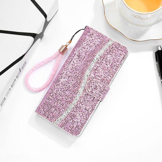 Produktbild MU Style Leder Glitzerhülle mit Streifen (Apple iPhone 7, Apple iPhone 8, Apple iPhone SE (2nd Gen), Apple iPhone SE (3rd Gen))
