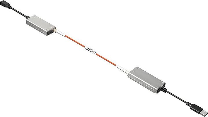Actual product image Lindy USB 2.0 MM Fiber Optic Extender 200m Multi Mode Fibre