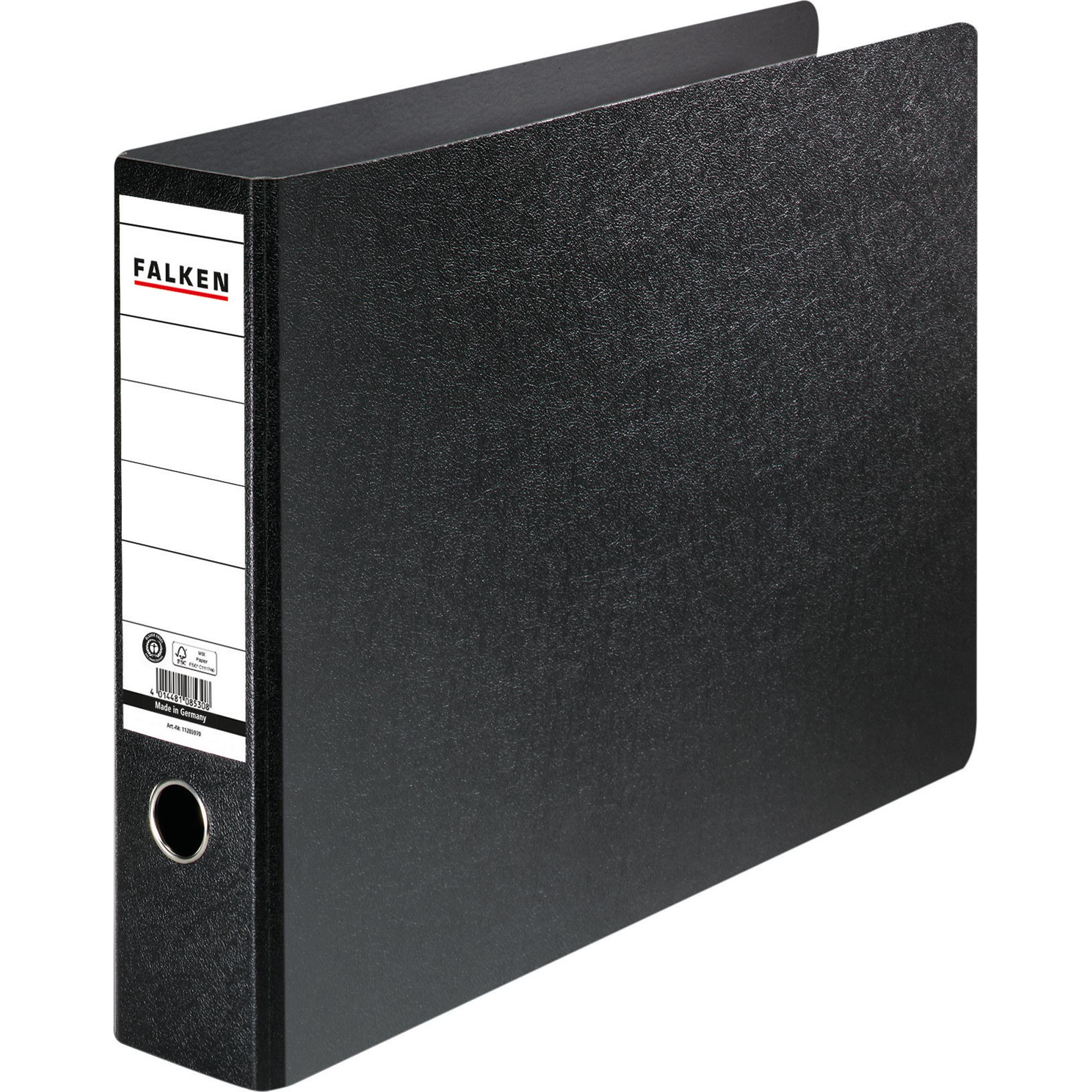 10x Falken, Ordner, Ordner 80mm DIN A3 quer Werkstoff: Hartpappe schwarz (Quer, A3, 80 mm, 1 x)