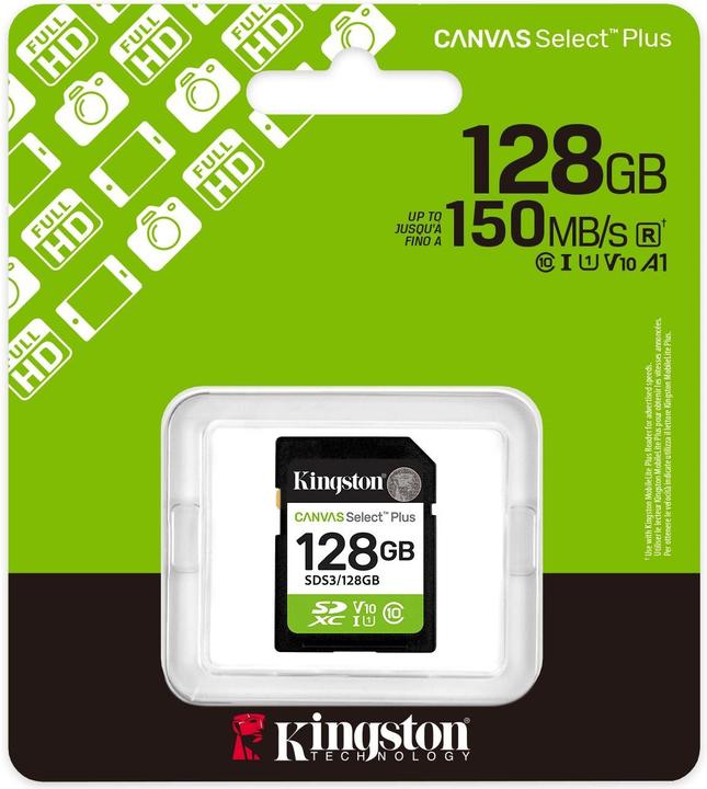 Actual product image Kingston Canvas Select Plus (128 GB, SD, SDXC, U1, UHS-I)
