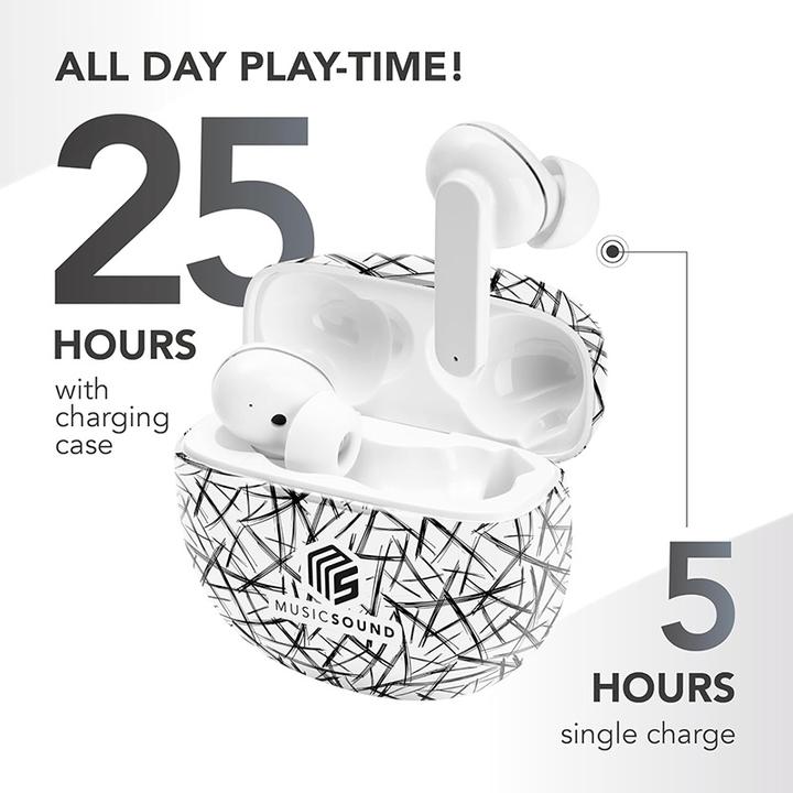 Produktbild Cellularline Music & Sound Bluetooth Earphones Fancy Lines White (5 h, Kabellos)