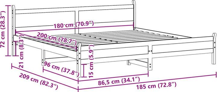 Produktbild vidaXL Bettgestell (180 x 200 cm)