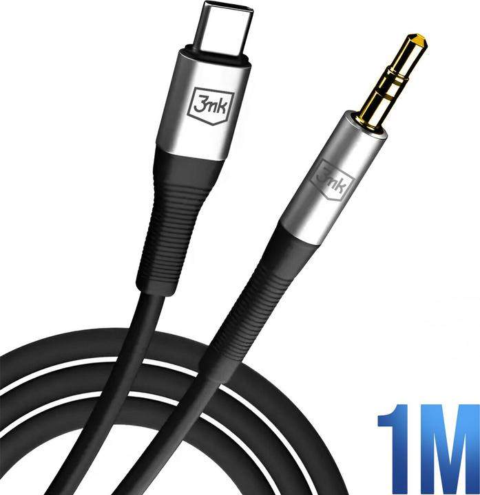 Produktbild 3MK USB C — 3.5mm Klinke (1 m, AUX Kabel)