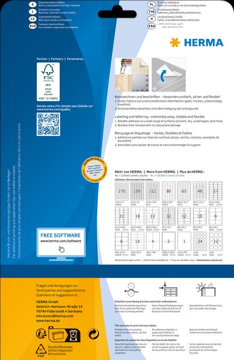 Image du produit Herma Étiquettes détachables A4
