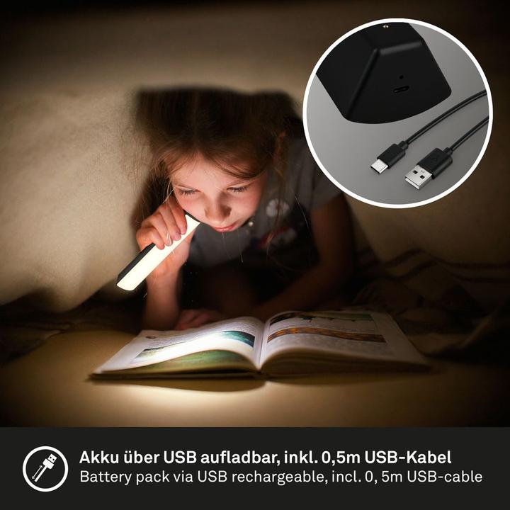 Actual product image Briloner Battery LED table and wall lamp, IP44, black, 1xLED platinum/7W (600 lm)