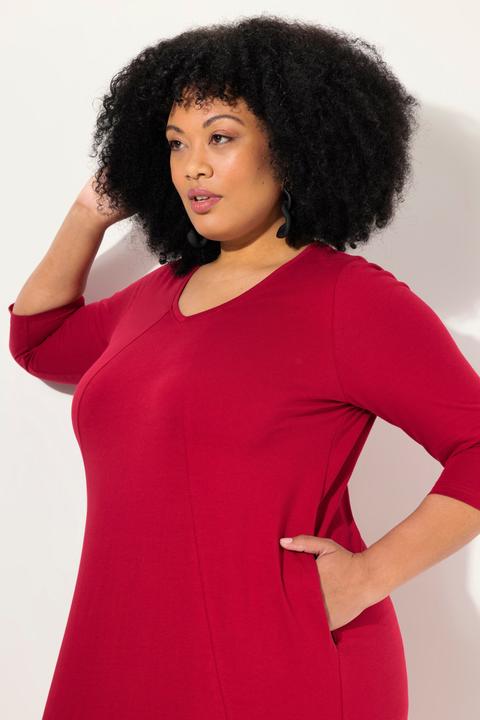 Produktbild Ulla Popken Longshirt, Ziernähte, A-Linie, V-Ausschnitt, 3/4-Arm (46, 48)