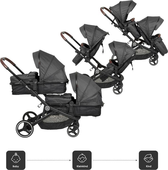 Produktbild BabyGo Geschwisterwagen Twinner Grey