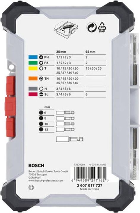 Produktbild Bosch Professional Bit Set Extra Hard (PH1 / PH2 / PH3 / PZ1 / PZ2 / PZ3 / HEX3 / HEX4 / HEX5 / HEX6 / T10 / T15 / T20 / T25 / T27 / T30 / T40 / SL3 / SL4 / SL5 / SL6 / TH10 / TH15 / TH20 / TH25 / TH27 / TH30 / TH40)