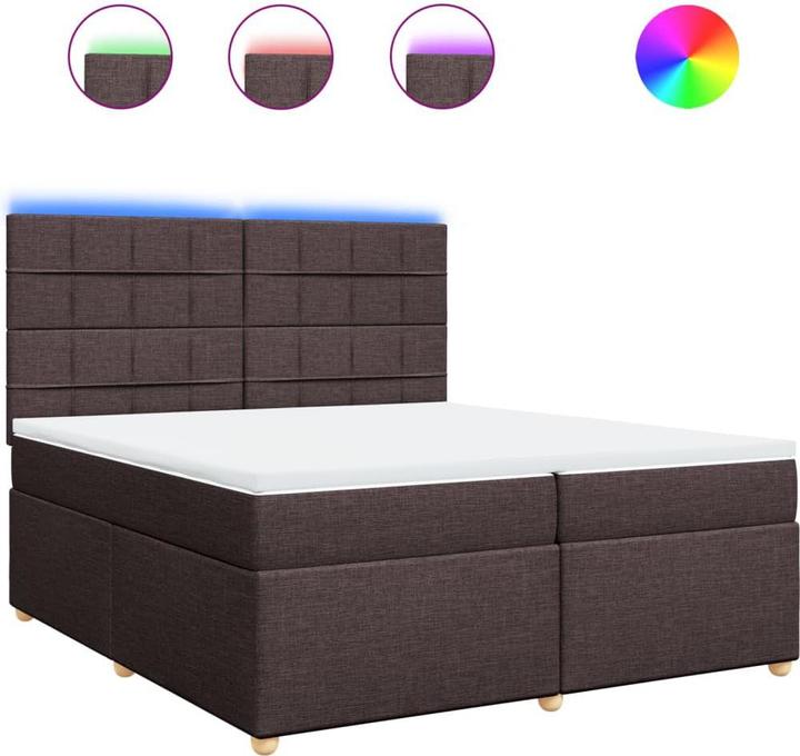 Produktbild vidaXL Boxspringbett Polsterbett Bett mit Matratze Dunkelbraun 200x200cm Stoff (200 x 200 cm)