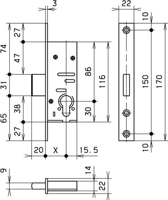 Actual product image MSL Tubular frame mortise deadbolt 1993 with long deadbolt