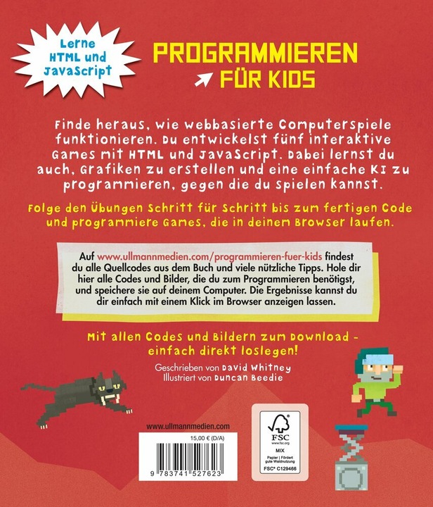 Produktbild Programmieren für Kids - Entwickle fünf Games mit HTML und JavaScript (Deutsch, David Whitney, 2024)