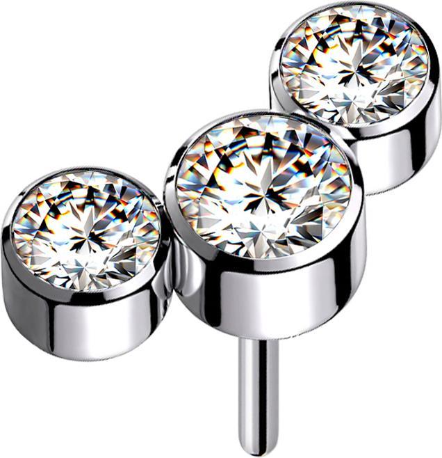 Immagine prodotto Star Piercing Threadless argento tre cristalli argento (senza ottone, Titanio)