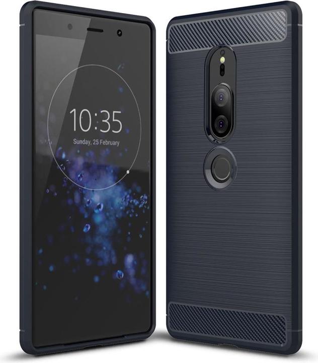 Actual product image König Design Case Mobile Protection for Sony Xperia XZ2 Premium Case Cover Bumper Carbon Blue (Sony Xperia XZ2 Premium)