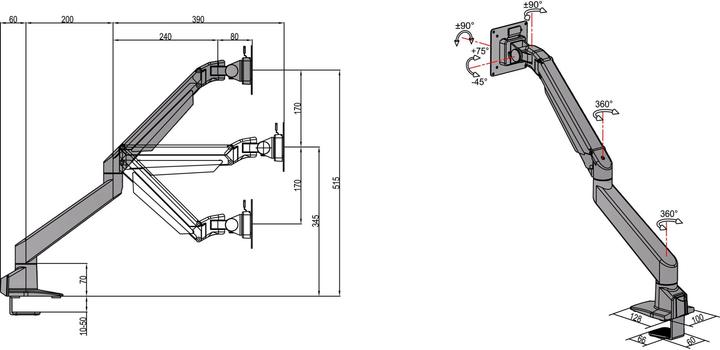 Image du produit Multibrackets Bras de contrôle unique (Tables, 32", 10 kg)