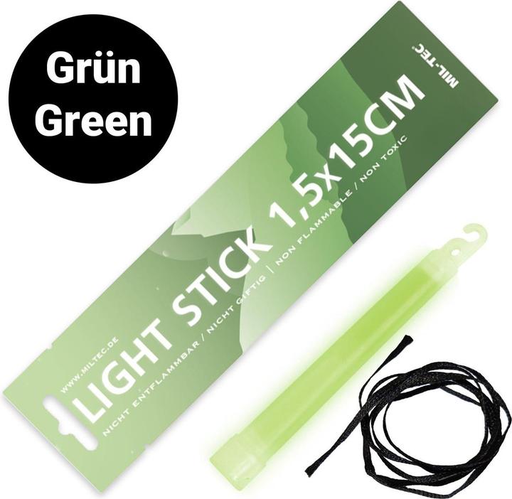Mil-tec Light Stick Knicklicht 15 cm Grün – Leuchtstab (1 Stk.)