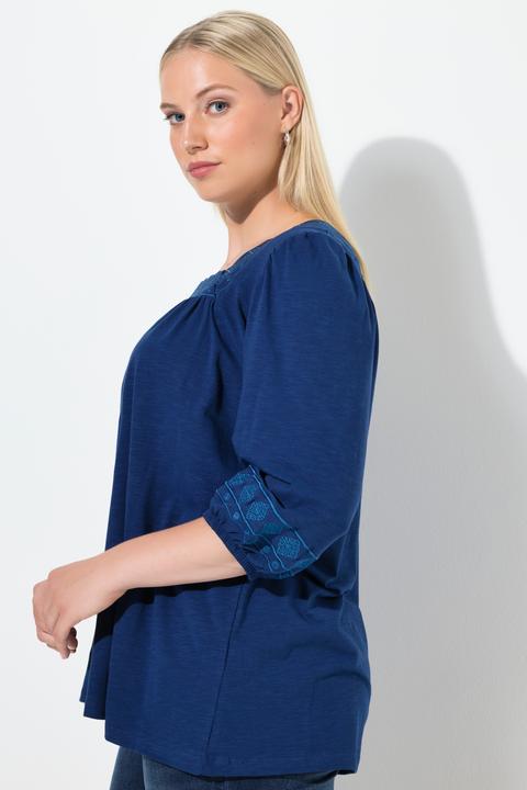 Produktbild Ulla Popken T-Shirt, Stickerei, Carré-Ausschnitt, 3/4-Arm (46, 48)