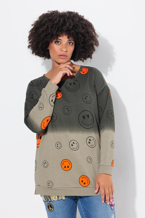 Actual product image Angel of Style Oversized Long-Sleeve Color Gradient Smiley Print Sweatshirt (50)