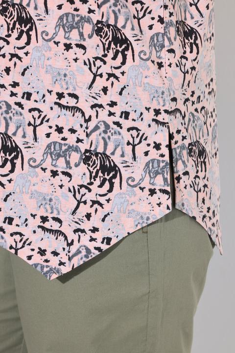 Actual product image Ulla Popken T-Shirt, Tiere, A-Linie, Zipfelsaum, V-Ausschnitt, Halbarm (46, 48)