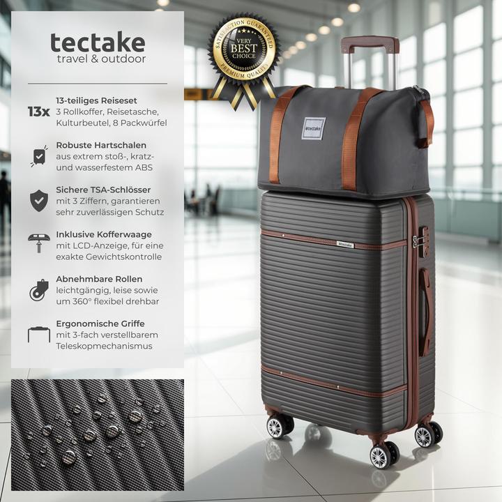 Image du produit tectake Ensemble de valises Madison, 13 pièces, serrure TSA (92 l)