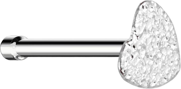 Actual product image Star Piercing Nasenstecker gerade silber mit sandgestrahltem Herz silber (without brass, Surgical steel 316L)