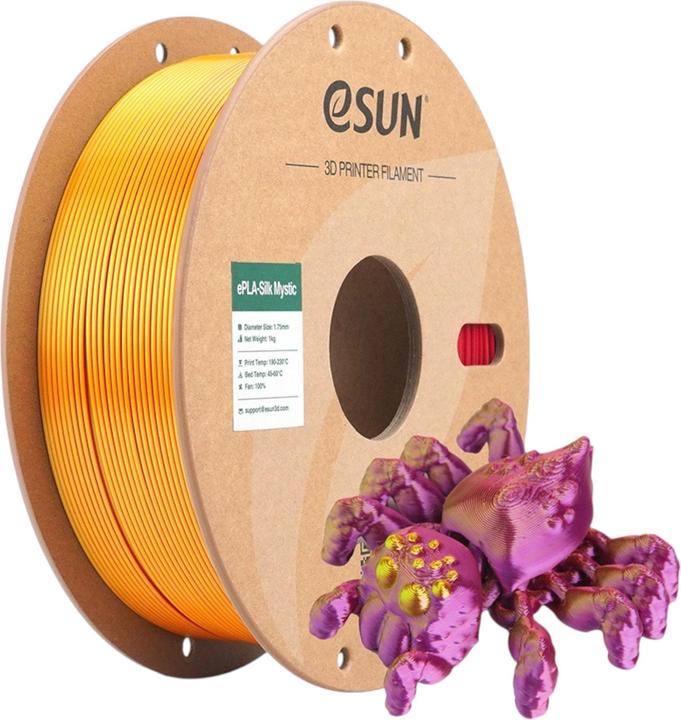 Produktbild eSUN ePLA-Silk Mystic Rot-Gold-Purple Filament 1.75mm 1Kg (PLA, 1.75 mm, 1000 g, Mehrfarbig)