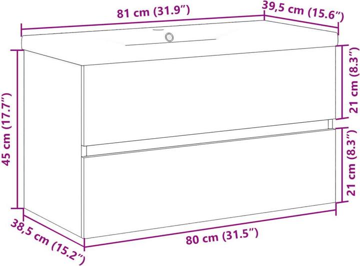 Actual product image VidaXL Vanity unit Wall-mounted vanity unit Bathroom cabinet with built-in basin