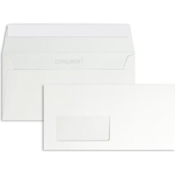 Blanke, Briefumschlag, Briefumschläge Conqueror Texture DL 120g/qm HK Fenster VE=500 St. brillantweiss (110 x 220 mm, 50...