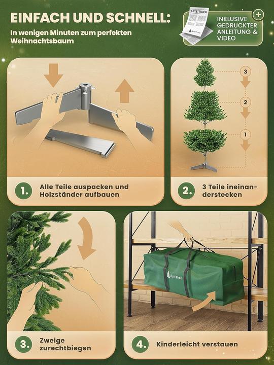 Produktbild Artitree Künstlicher Weihnachtsbaum - Nordmanntanne inkl. Aufbewahrungstasche (120 cm)