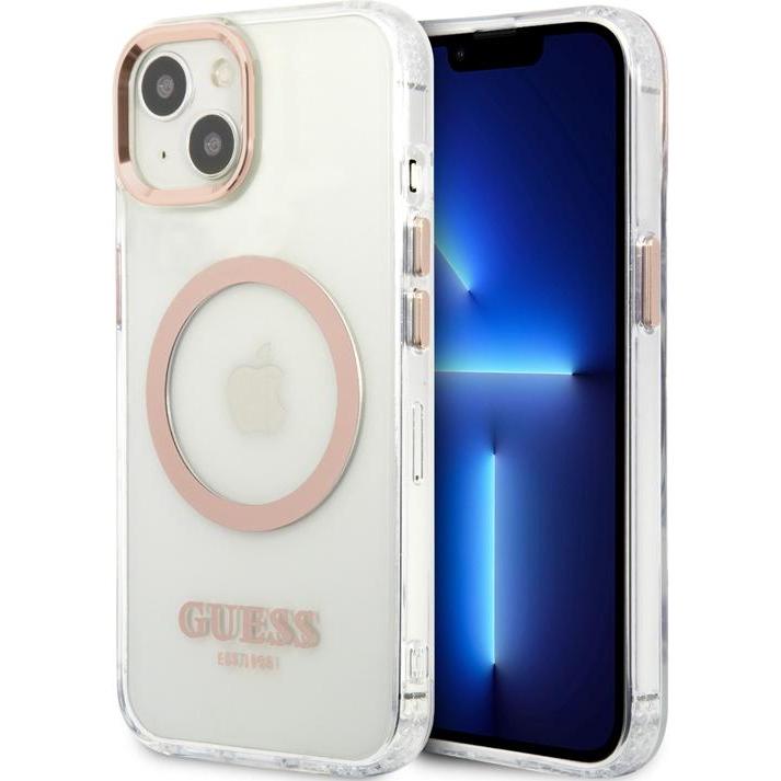 Guess GUHMP13MHTRMD iPhone 13 6,1" złoty/gold hard case Metal Outline Magsafe (Apple iPhone 13), Smartphone Hülle, Gold
