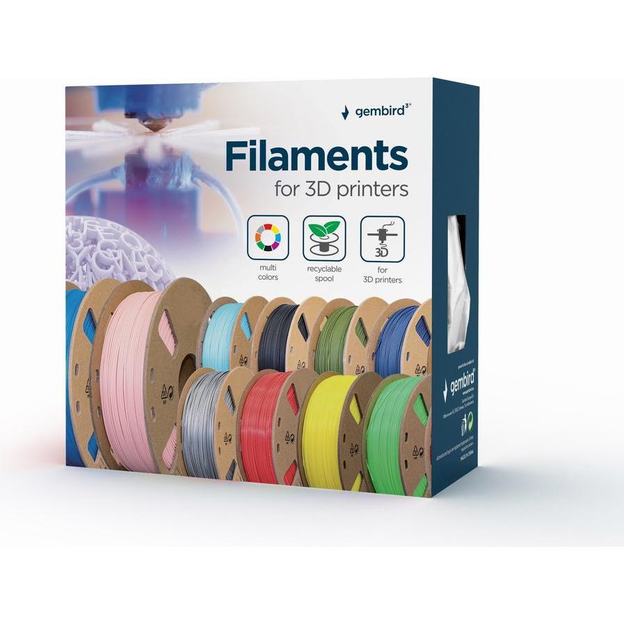 Thumbnail - Gembird Filament, PLA Silk Rainbow, 1.75 mm, 1 kg (PLA, 1.75 mm, 1000 g, Grün, Blau), 3D Filament, Grün, Blau