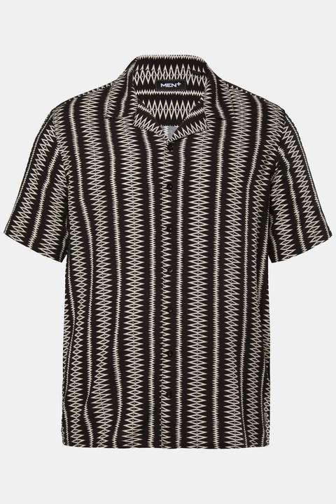 Men+ Viskose-Hemd, Halbarm, Alloverprint, Cubakragen, Cuba Fit (XL)