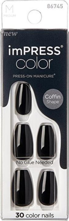 Immagine prodotto KISS Chiodi autoadesivi imPRESS Colour MC Allack 30 pezzi (L) (Unghie artificiali, All Black)