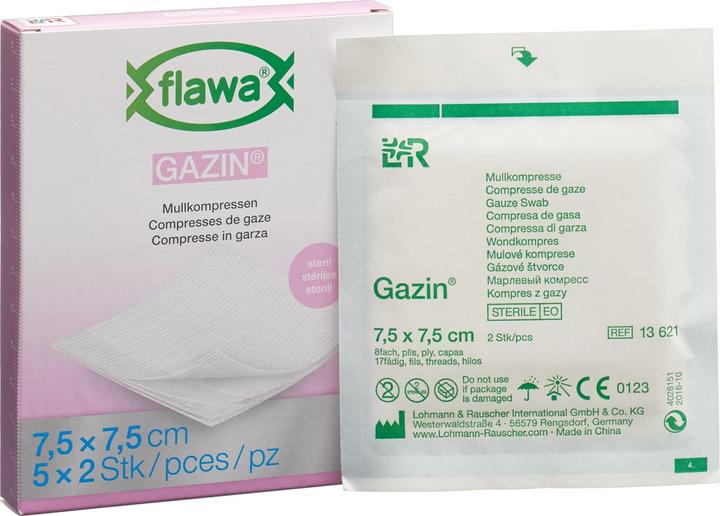 Produktbild Flawa Gazin Mullkompressen 7.5x7.5cm steril