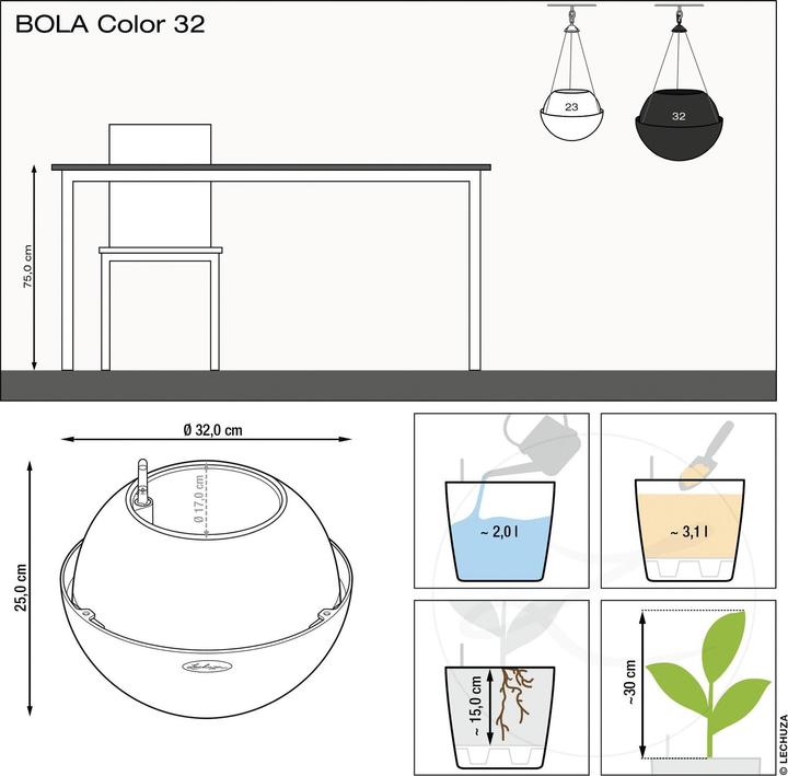 Actual product image Lechuza Flowerpot Bola Color 32 (32 cm)