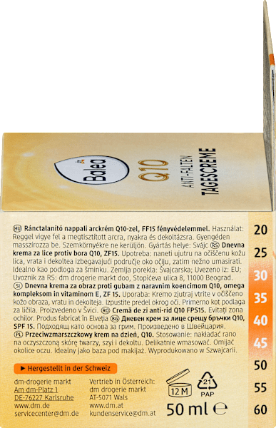 Nutritional values and ingredients dm Balea Q10 (50 ml, Day cream, SPF 15)